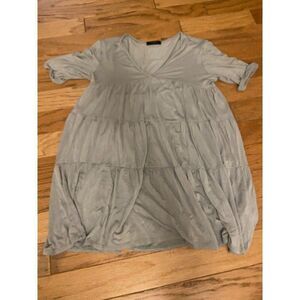 21 Saints Women's v-neck lightweight short peasant tiered Gray Dress size XS